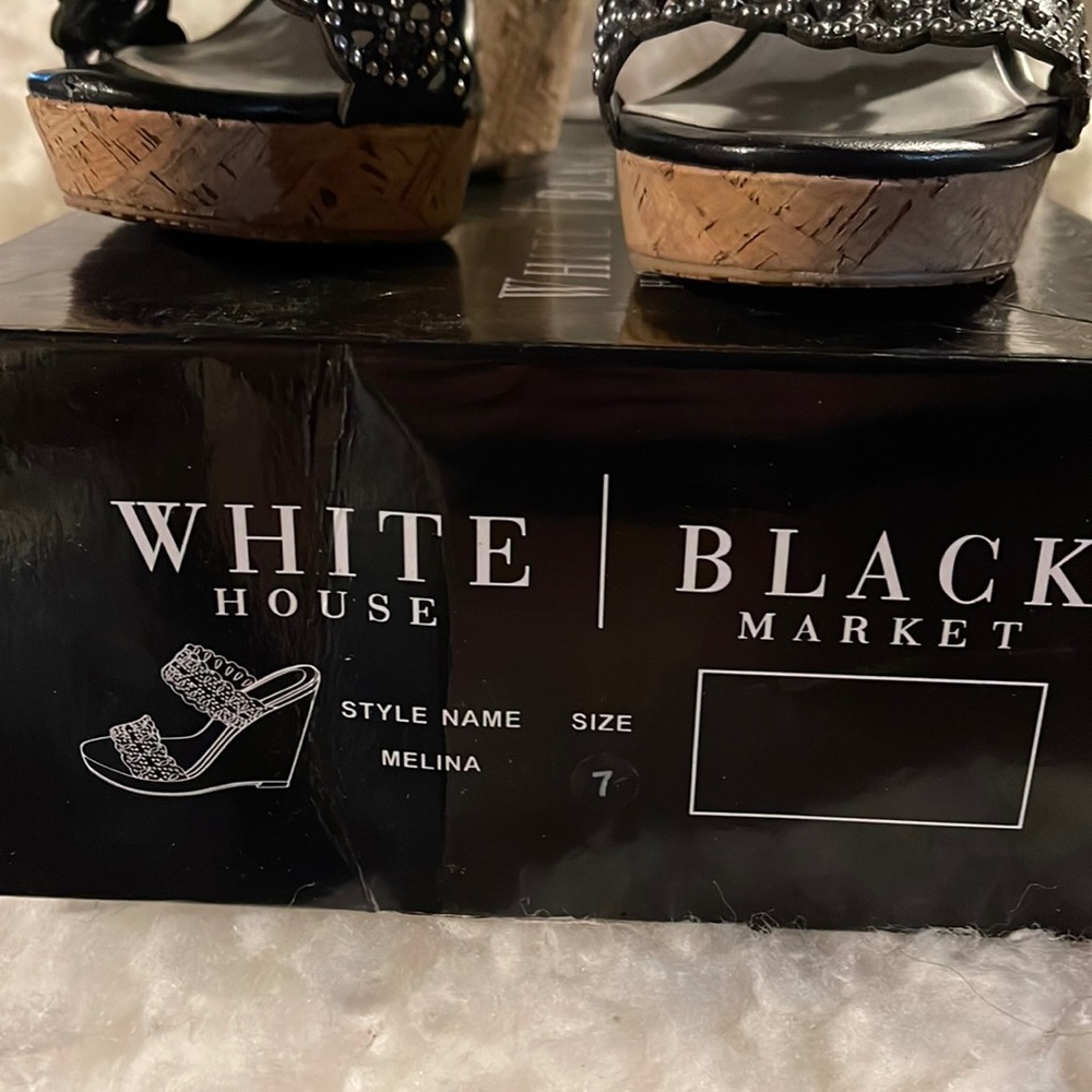 White House Black Market Melina Wedge Sandals- Size 7
